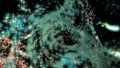An abstract hurricane of merging stellar streams in outer space caused by the collapsing force of flying comets. Close-up. 4K.