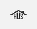 Abstract HUS Letter Creative Home Shape Logo Design.