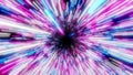 Abstract hyperspace background. Speed of light, neon glowing rays in motion. Moving through stars. 4k Seamless video