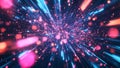 Abstract hyperspace jump with pink and blue particles streaking through space Royalty Free Stock Photo