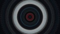 Abstract hypnosis visualisation with blinking endless circles. Animation. Many flashing radial rings on black background