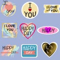 I love you and happy day stickers label pack