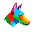 Abstract Ibizan Hound, Podenco ibicenco dog head portrait from multicolored paints