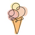 Abstract ice cream sketch, vector illustration doodle oneline continuous isolated