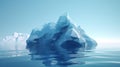 An abstract iceberg floating on a calm sea, most partly undersea.