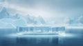 Abstract Iceberg Mountain Landscape with Product Display Table AI Generated