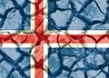 Grunge Iceland flag isolated on dry cracked ground background