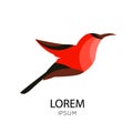 Abstract icon of a bird in bright colors on white background. Vector illustration