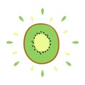 Abstract icon juicy kiwi with splash on white background - Vector Royalty Free Stock Photo