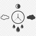 Abstract icon of time and weather changes around it. Vector illustration on a transparent background. Royalty Free Stock Photo
