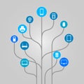 Abstract icon tree illustration - computer hardware, technology and electronic devices