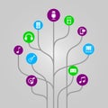 Abstract icon tree illustration - music, media, audio and sound concept Royalty Free Stock Photo