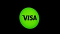 Abstract icon of visa forming from the cloud of small particles on black background, non-cash money concept. Animation