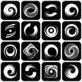 Abstract icons with spiral motion.