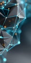 Abstract icy blue polygonal network design on a gray background for digital technology visuals. Royalty Free Stock Photo