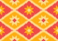 abstract ikat ethnic seamless pattern, geometric shape background, red, yellow and orange colors, design templates for wallpaper, Royalty Free Stock Photo