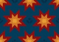 abstract ikat ethnic seamless pattern, geometric shape red and yellow on blue background, design templates for wallpaper, carpet, Royalty Free Stock Photo