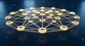 Glowing Data Network Connection: AI-Generated Hexagonal Structure for Business Technology and Global Communication. Royalty Free Stock Photo