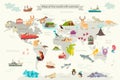 Abstract illustrated world map for children, kids