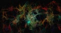 Abstract illustration art chaos of colored psychedelic smoky fractal with blurred wavy spiral lines