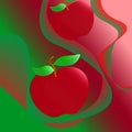 Abstract illustration of background decorated with apples and a combination of several blended lines Royalty Free Stock Photo