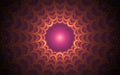 Abstract illustration background image fantastic sun with a lilac glowing core and many concentric sandy rays around