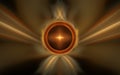 Abstract illustration background image orange bright star framed by a brown circle with blurred edges and lines diverging to the