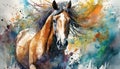 Abstract illustration of beautiful horse. Colorful portrait of wild animal. Hand drawn Royalty Free Stock Photo