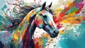 Abstract illustration of beautiful horse. Colorful portrait of wild animal. Hand drawn Royalty Free Stock Photo