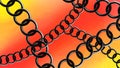 Abstract illustration, black chains on yellow-orange background