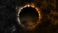 Abstract scientific of full eclipse or black hole with thunder and foggy background. Royalty Free Stock Photo