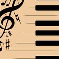 Abstract illustration of black piano keys with musical notes. Royalty Free Stock Photo