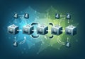 Abstract illustration of blockchain technology. Features Royalty Free Stock Photo