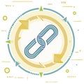 Abstract illustration of a broken link symbol representing a disrupted process or system vulnerability Royalty Free Stock Photo