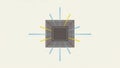 Abstract illustration of a central processing unit with radiating lines Royalty Free Stock Photo