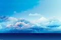 abstract illustration of clouds on the horizon, complemented by ample space for text.