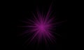 Abstract illustration of a cluster of purple light beams on black background.