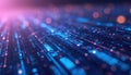 Abstract illustration of coding software for artificial intelligence. Digital code, binary data streams in blue, violet colors. Royalty Free Stock Photo