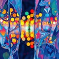 Abstract illustration of colorful Christmas lights reflected and refracted through ice and glass patterns Royalty Free Stock Photo