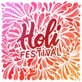 Abstract illustration of colorful Happy Holi Background for Festival of Colors celebration greetings with hand lettering Royalty Free Stock Photo