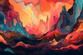 Abstract illustration of a colorful melted lava concept. Generative AI