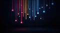 Abstract illustration of colorful vertical lines and dots representing big data technology and data flow on a dark background, Royalty Free Stock Photo