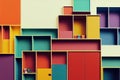 abstract illustration of a colorful working place in office, ai generated image