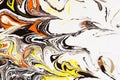Abstract illustration of a combination of red, yellow and black colors on a white based, chaotic pattern Royalty Free Stock Photo