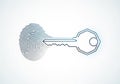 Abstract illustration combining a fingerprint with a key outline. The fingerprint forms the handle, Royalty Free Stock Photo