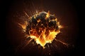 Explosion - Fireball Igniting Against a Dark Background - Generative AI