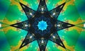 Dark star-shaped kaleidoscope with shades of green Royalty Free Stock Photo