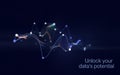 Abstract data analysis illustration with glowing graph on dark background Royalty Free Stock Photo