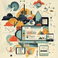 Abstract Illustration of Data Visualization Concepts and Digital Technology Integration Royalty Free Stock Photo