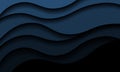 Abstract illustration with deep blue waves. Modern web design banner or poster. Wavy dark background